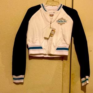 NWT South Pole VIINTAGE Medium black white teal girls jacket crop